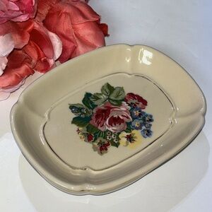 Springmaid Petra Shabby Chic Soap Dish Roses Flowers Vintage 90s Lauren
